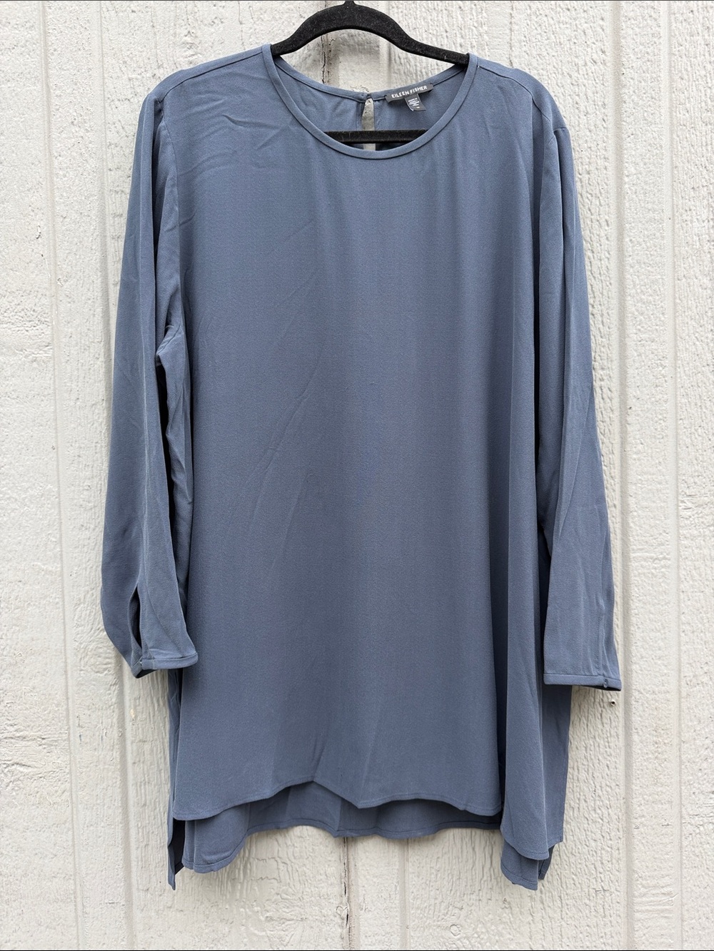 Eileen Fisher Relaxed Long Sleeve Tunic Blouse 100% Silk Size: XL
